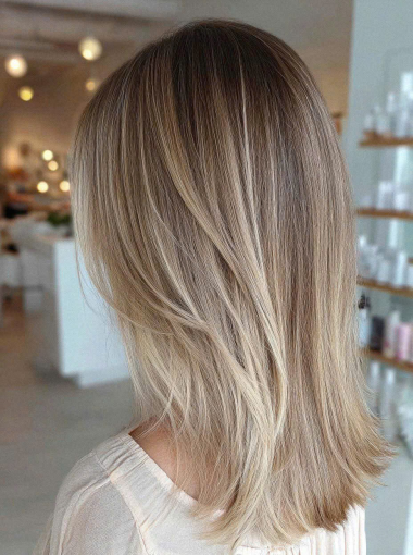 Balayage kết hợp highlight blond hiện đại, không lo màu trôi, thiên hướng tự nhiên sang trọng.